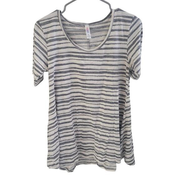 LuLaRoe White with Gray Stripes Perfect T - XS - Picture 1 of 5